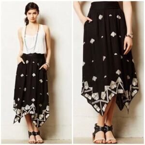 Floreat black geometric insignia embroidered asymmetrical skirt size 0